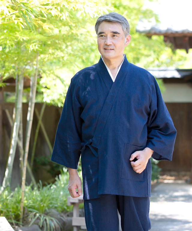 綿麻しじら作務衣