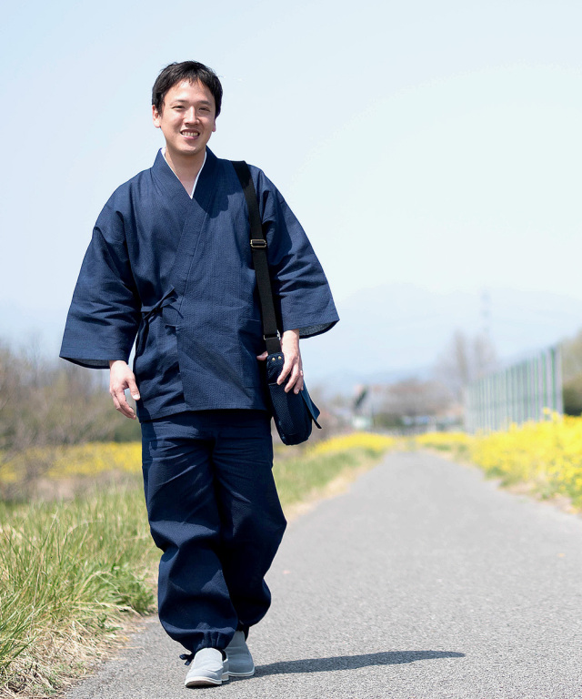 綿麻しじら作務衣