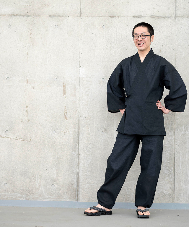 綿麻しじら作務衣