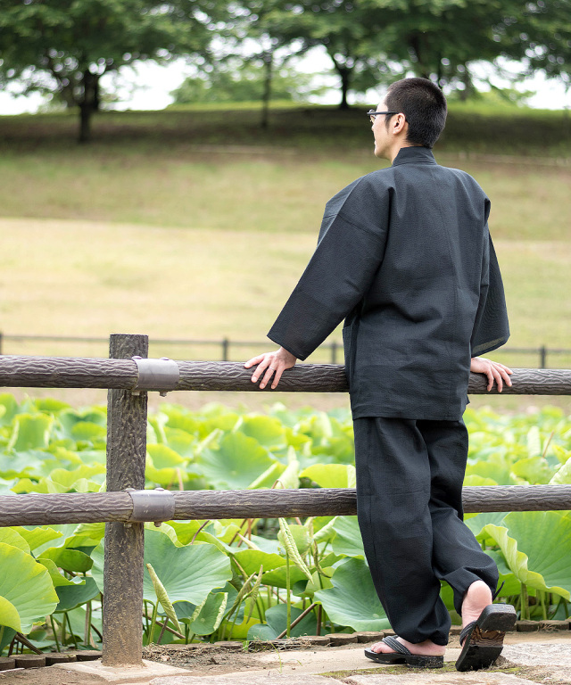 綿麻しじら作務衣