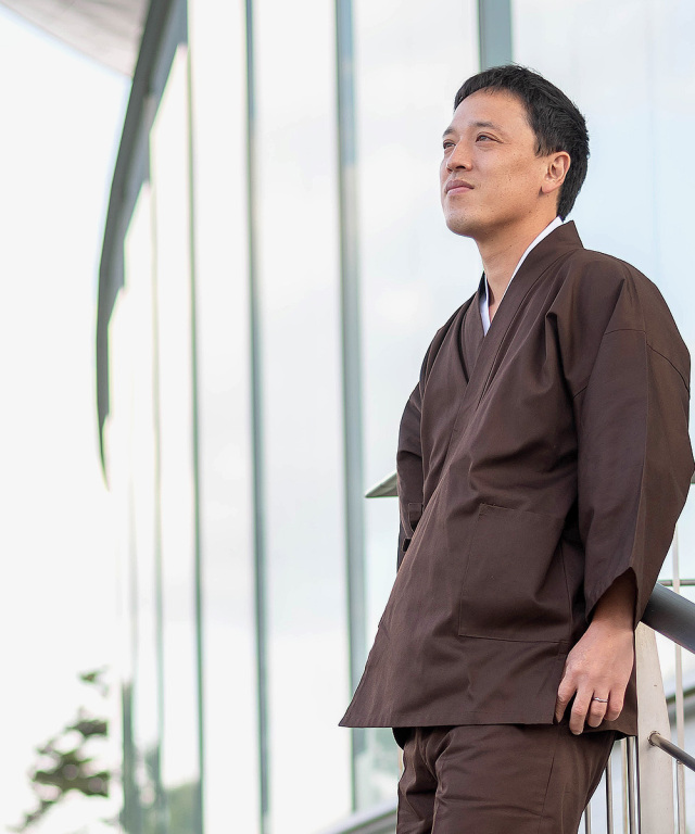 綾織作務衣 3番色濃茶【和粋庵】 | 作務衣・甚平通販 和粋庵