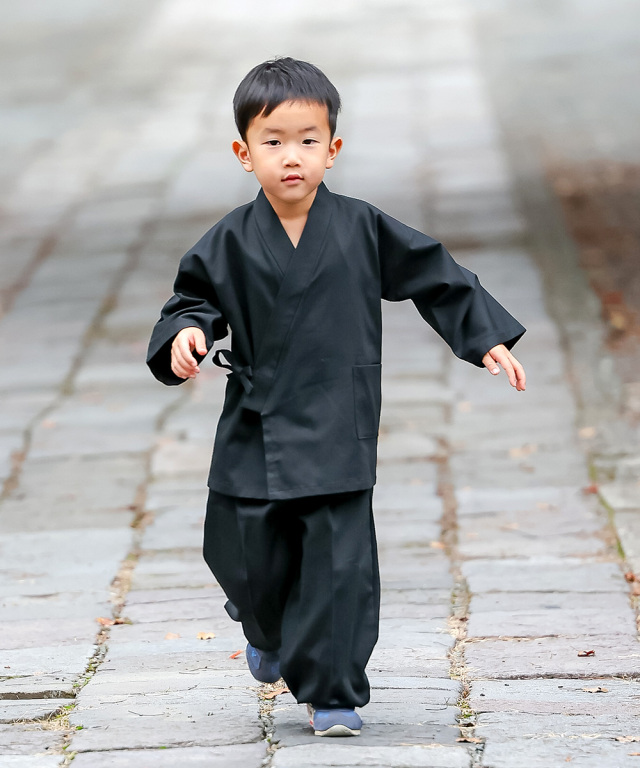 綾織子供用作務衣 6番色 黒 | 作務衣・甚平通販 和粋庵