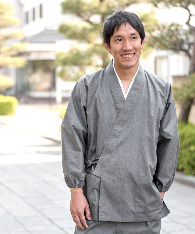 袖・裾ゴム式T/Cバーバリー織作務衣 No.5 杢グレー | 作務衣・甚平通販