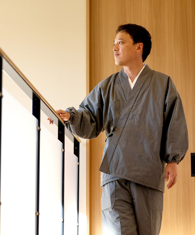 T/Cバーバリー綿入作務衣