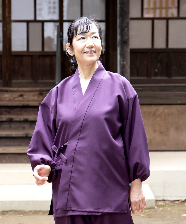 女性用ストレッチツイル作務衣［聖］ No.1 古代紫 ｜ 作務衣