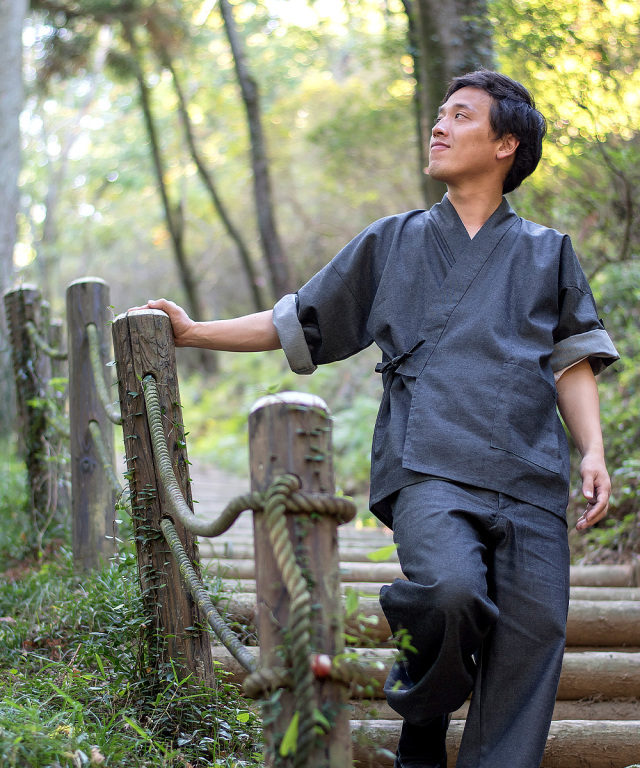 T/C6オンス デニムロールアップ作務衣