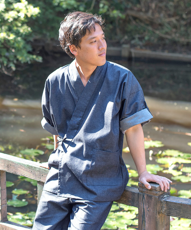 T/C6オンス デニムロールアップ作務衣