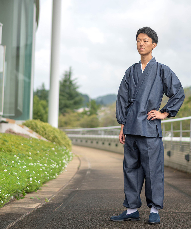 抗ウイルスT/Cデニム作務衣