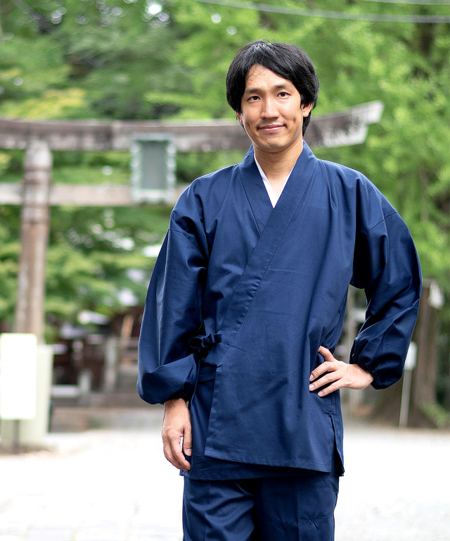 抗ウイルス綾織作務衣