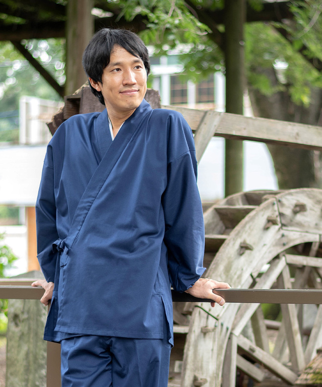 抗ウイルス綾織作務衣