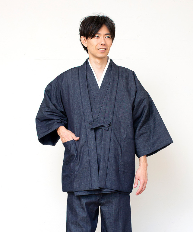 カイハラデニム・ピマ綿綿入袢天