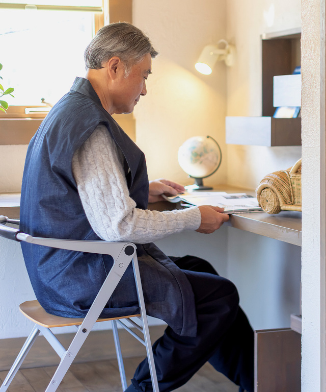 カイハラデニム・ピマ綿袖無し綿入袢天