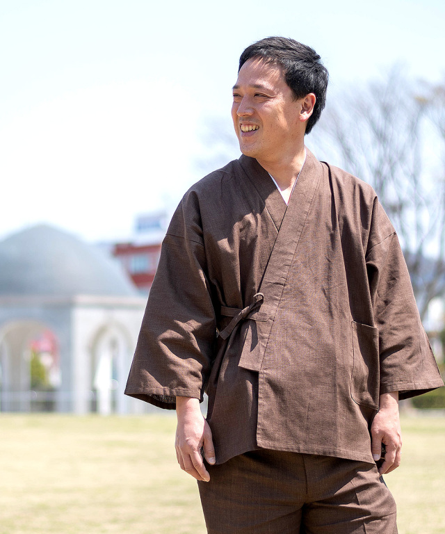 大島紬 お着物リメイク 作務衣 シンプル柄♡和のお洒落上着 自分