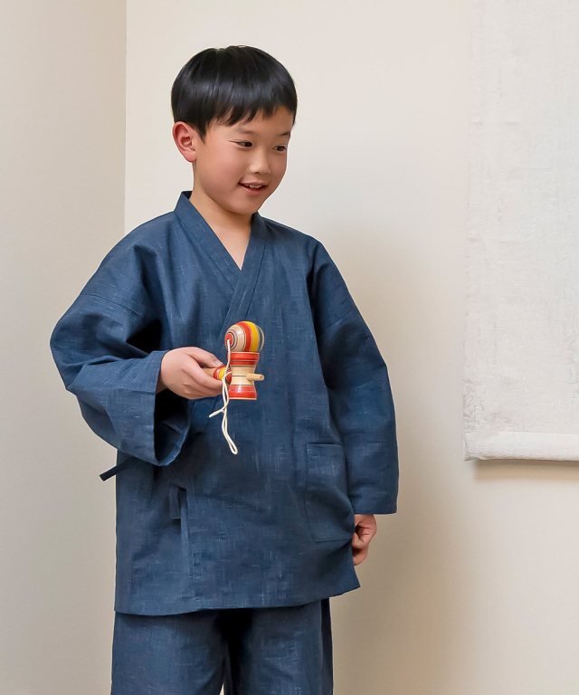 子供用絣紬作務衣