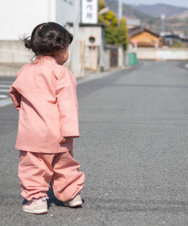 絣紬子供用作務衣 13番色 ピンク (90) | 作務衣・甚平通販 和粋庵 絣紬子供用作務衣 13番色 ピンク (90) | 作務衣・甚平通販 和粋庵
