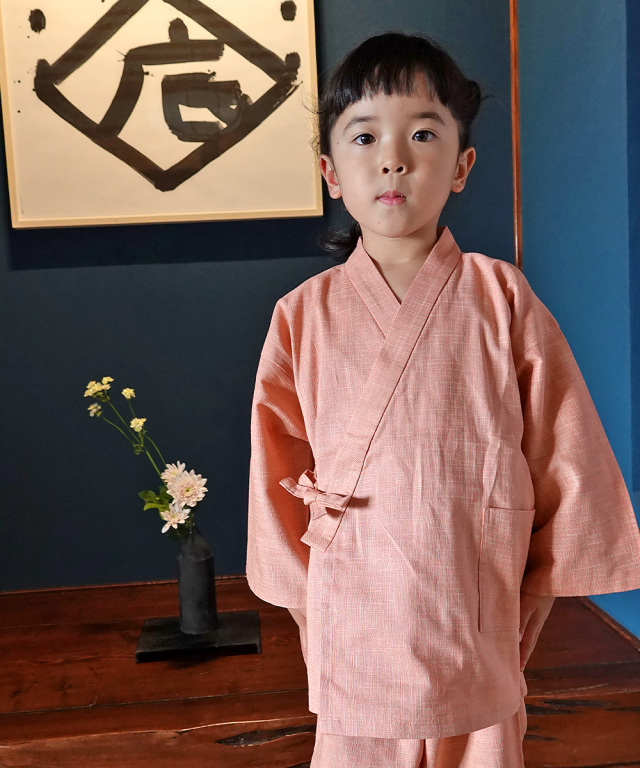 子供用絣紬作務衣