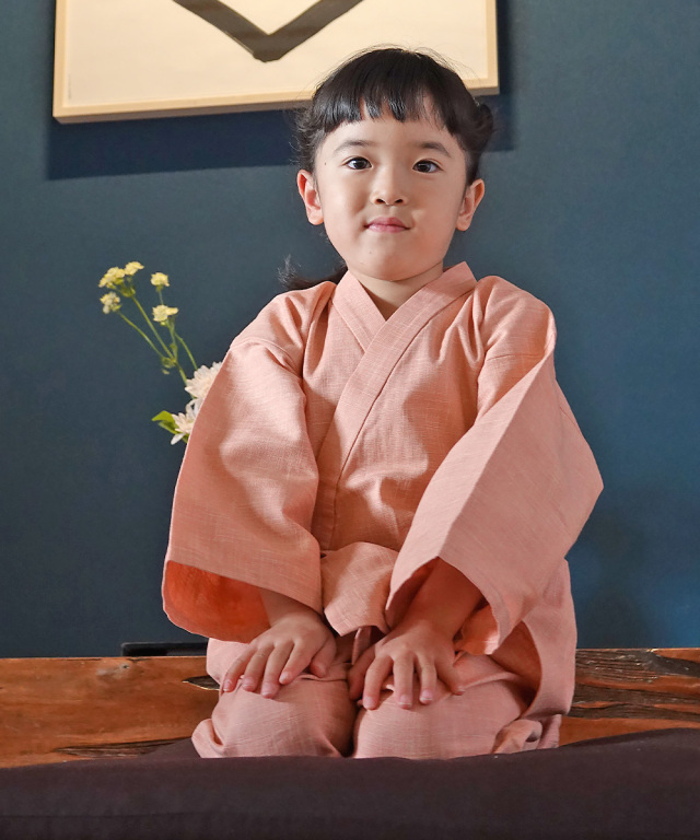 子供用絣紬作務衣