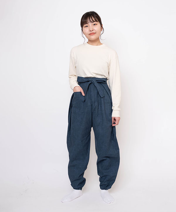 絣紬袴式本もんぺ