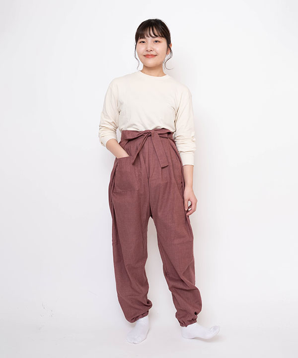絣紬袴式本もんぺ No.14 濃あずき