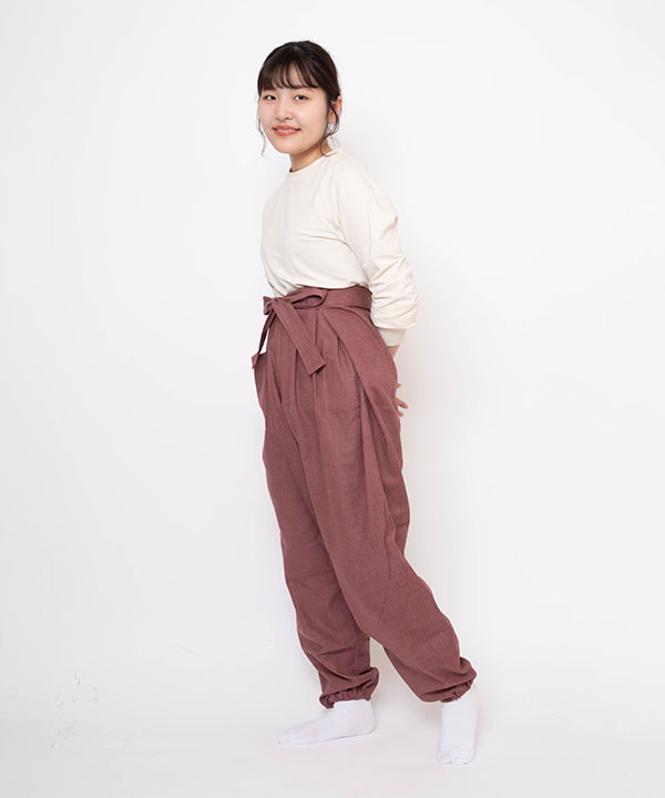 絣紬袴式本もんぺ No.14 濃あずき