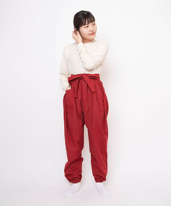 絣紬袴式本もんぺ