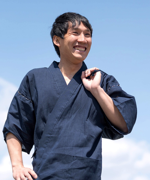 綿麻楊柳甚平 (めんあさようりゅうじんべい） 濃紺 | 作務衣