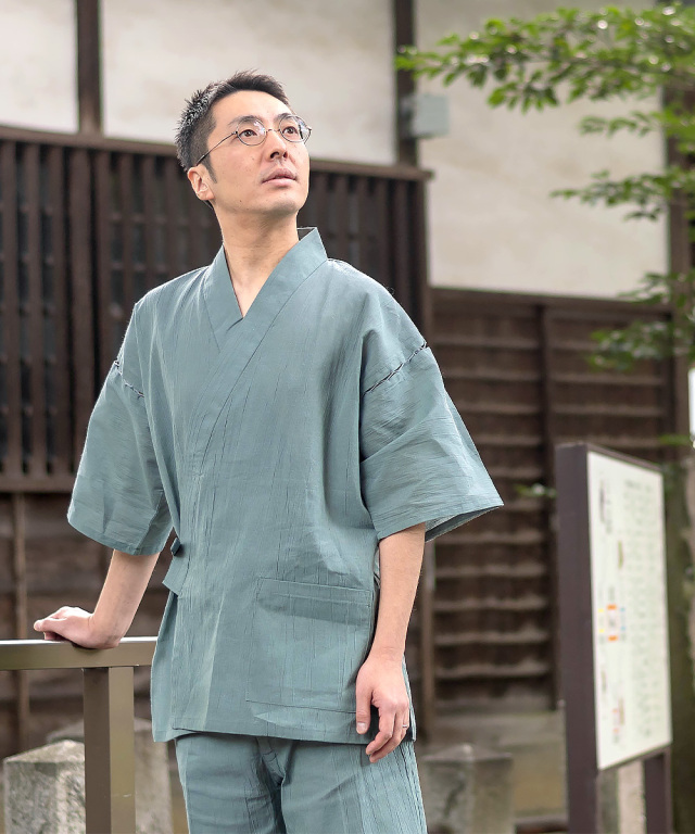 綿麻楊柳甚平
