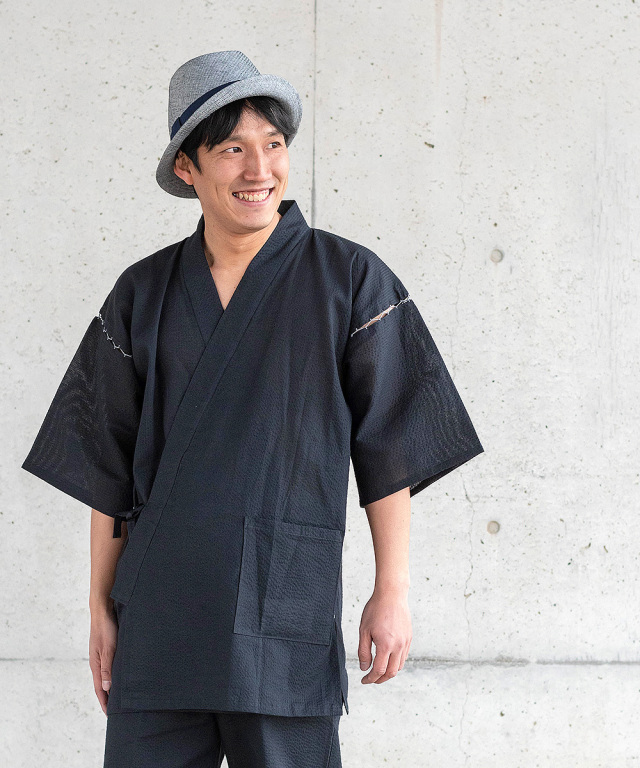 水墨画甚平 （すいぼくがじんべい） No.2 黒/龍 | 作務衣・甚平通販 和粋庵