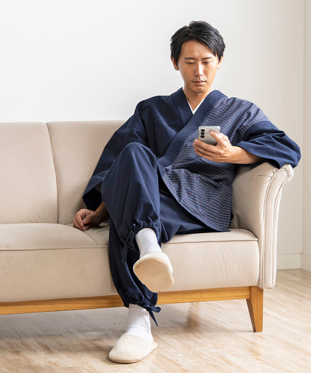 杢糸織デザイン作務衣