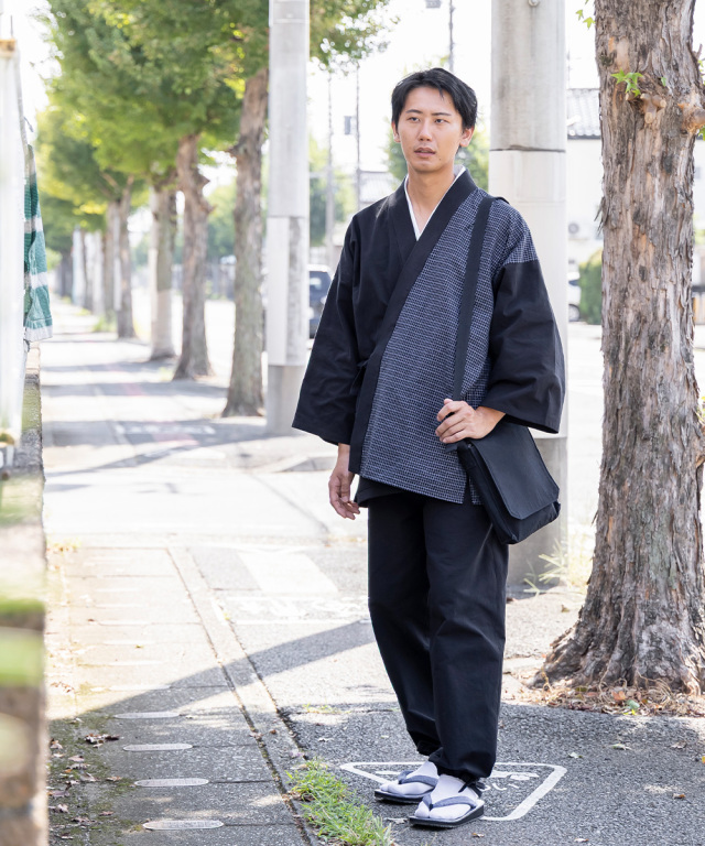 杢糸織デザイン作務衣