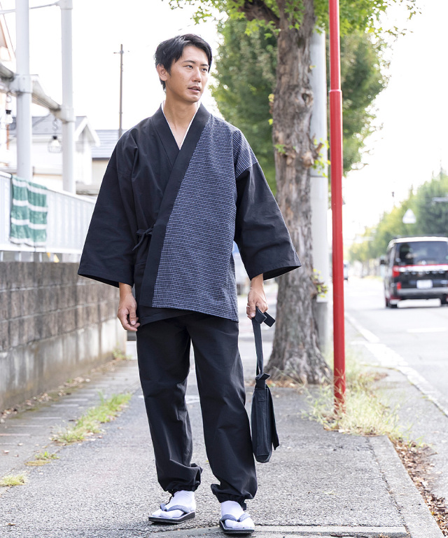 杢糸織デザイン作務衣