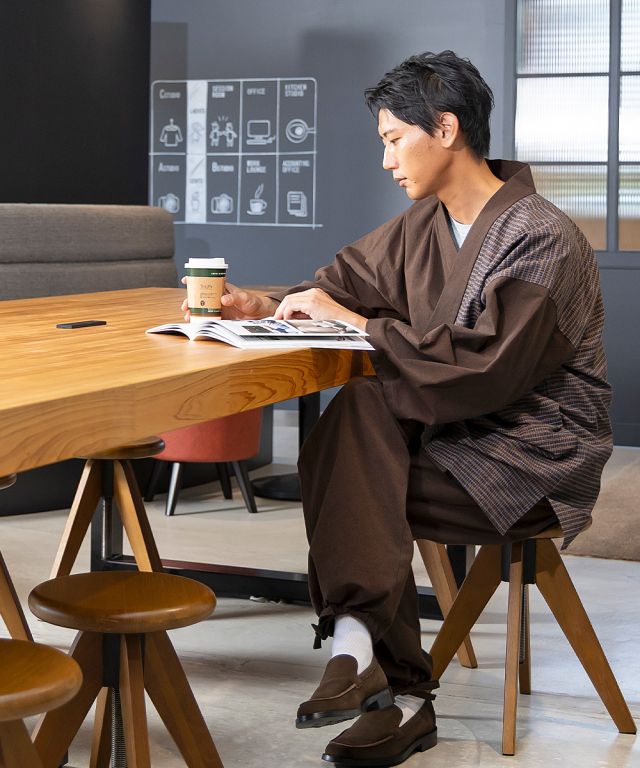 杢糸織デザイン作務衣