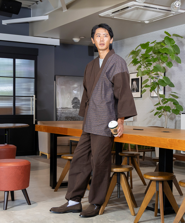 杢糸織デザイン作務衣