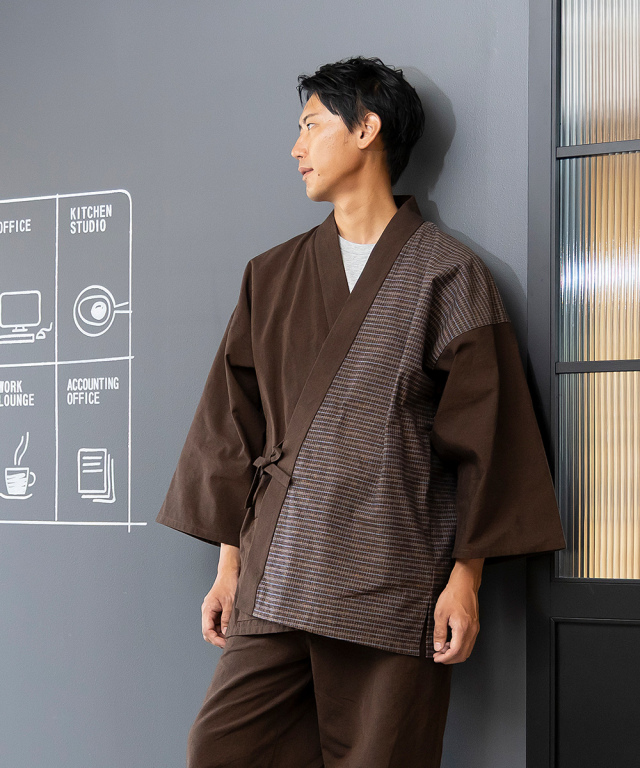 杢糸織デザイン作務衣