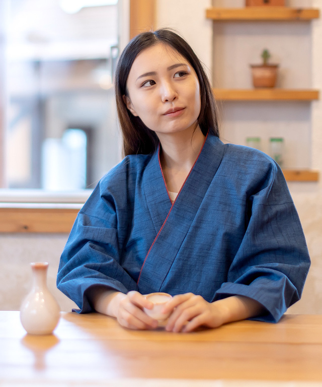 女性用パンツルック作務衣 ブルー | 作務衣・甚平通販 和粋庵