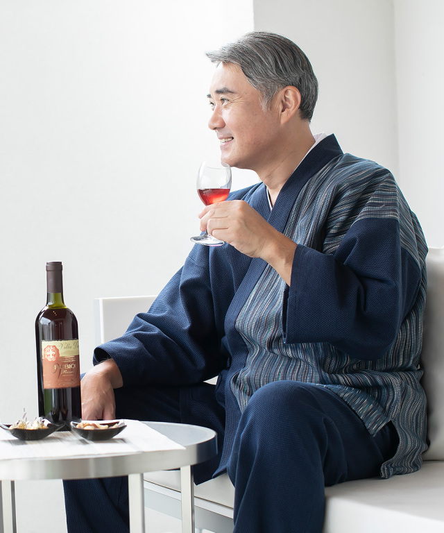 たて絣デザイン作務衣