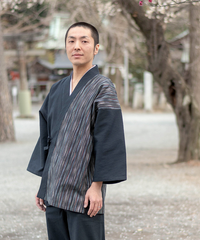 たて絣デザイン作務衣