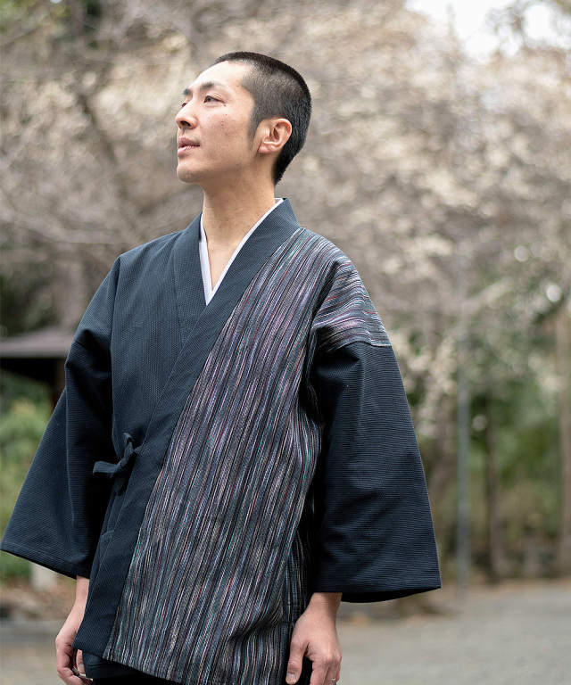 たて絣デザイン作務衣