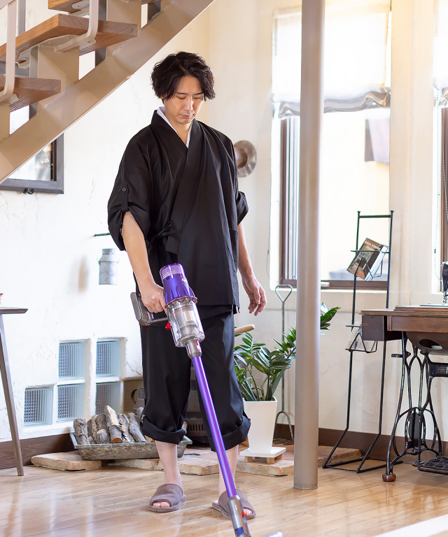 麻綿ロールアップ作務衣