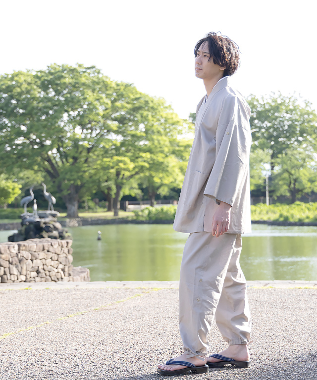 麻綿ロールアップ作務衣