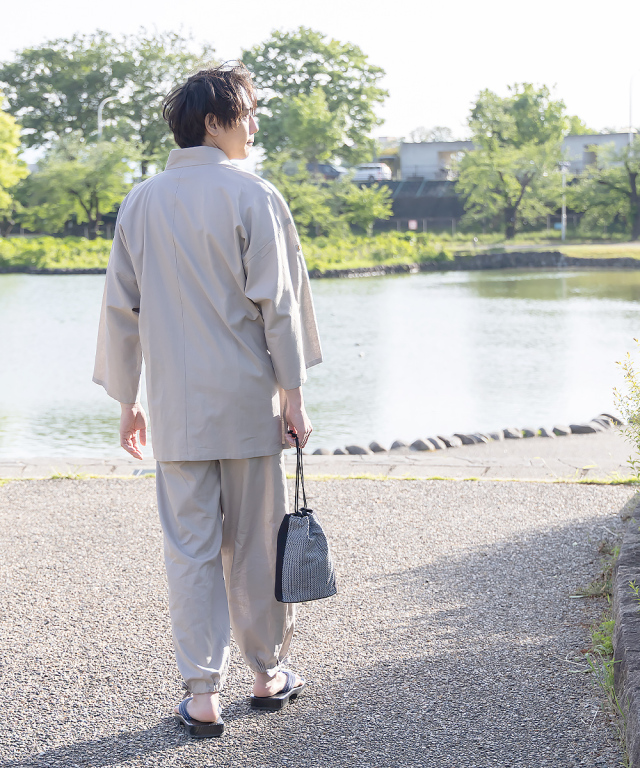 麻綿ロールアップ作務衣