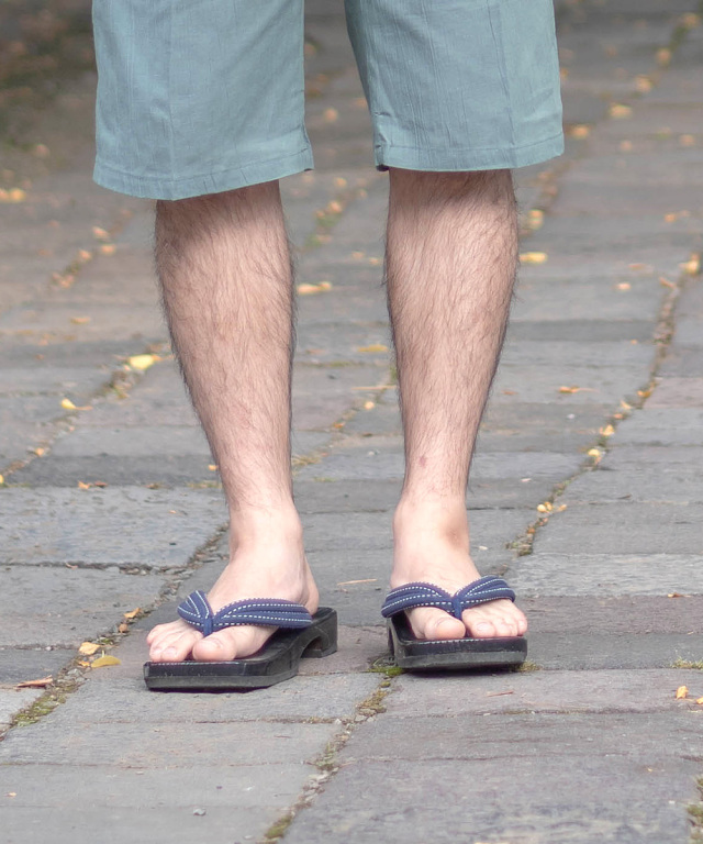 刺子織鼻緒下駄