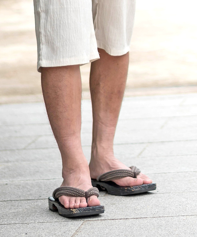 刺子織鼻緒下駄