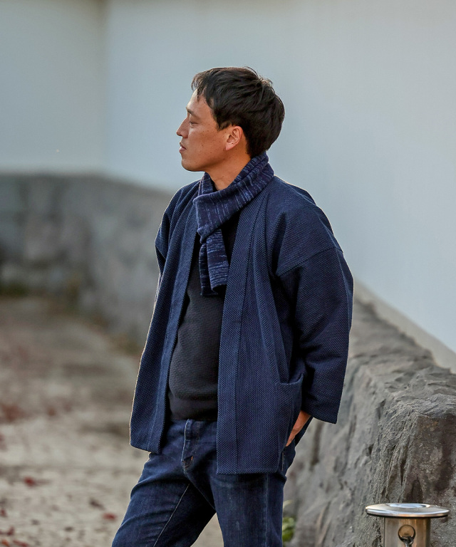 ウール差し込みマフラー絣