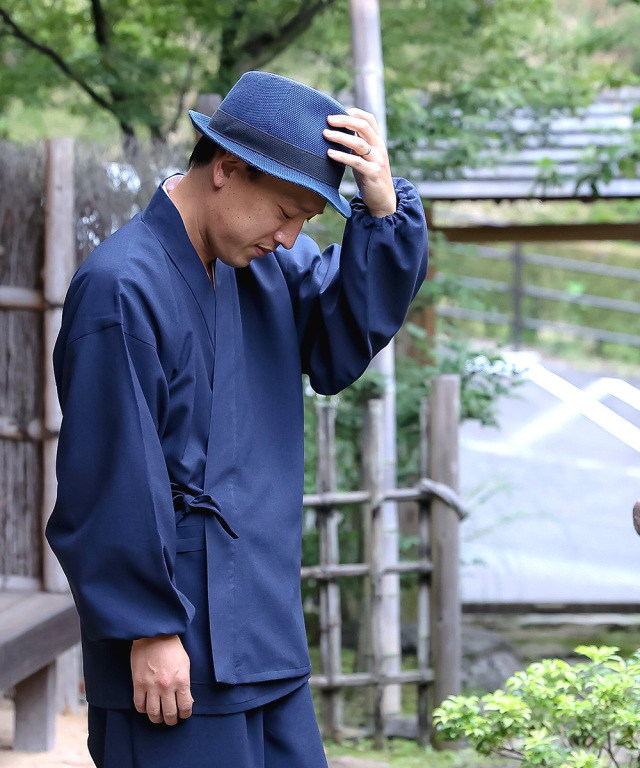 刺子織中折れ帽子