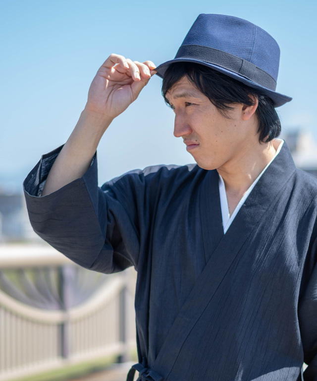 和紙しじら織中折れ帽子