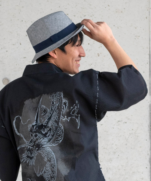 和紙しじら織中折れ帽子