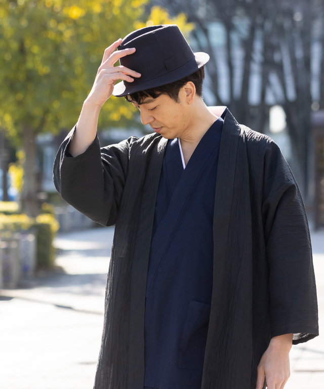 和紙しじら織中折れ帽子