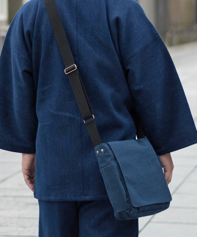 刺子織ショルダーバッグ No.1 濃紺 【和粋庵】 | 作務衣・甚平通販 和粋庵