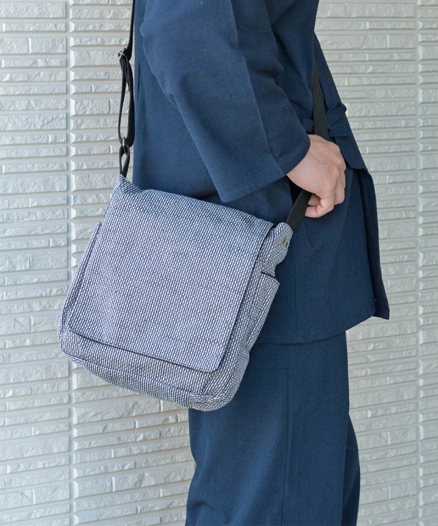 刺子織ショルダーバッグ No.3 グレー 【和粋庵】 | 作務衣・甚平通販